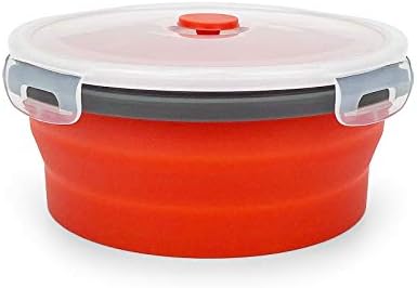 CARTINTS 1200ml Large Collapsible Meal Prep Containers, Reusable Silicone Food Storage Containers, Stackable Fridge Storage Containers, With Leakproof Lids, Microwave and Freezer Safe, Red - Image 2