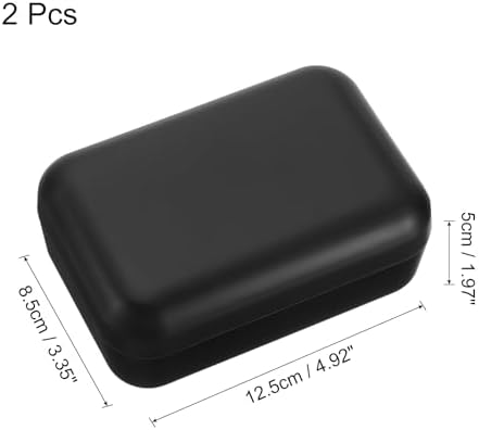 uxcell Wooden Soap Holder, Self-Draining Soap Box with Lid Wooden Soap Bar Tray for Shower Bathroom Kitchen, Black 2pcs - Image 2