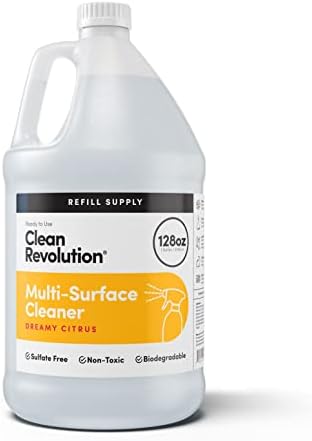 Clean Revolution Multi Surface Cleaner Refill Supply, Non-Toxic, Eco-Friendly & Plant-Based, Ready to Use, Dreamy Citrus, 128 Fl Oz (1 Gallon) by CleanRevolution
