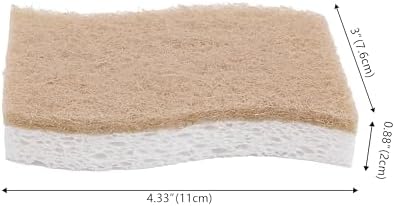 Eyely WPE2000A-12SET Natural Plant Based Non-Scratch Sisal Hemp/Cellulose Scrubbing Dish Sponge, Cleaning Sponge for Dishes, Bathroom, Household, Beige/White (Set of 12) - Image 3