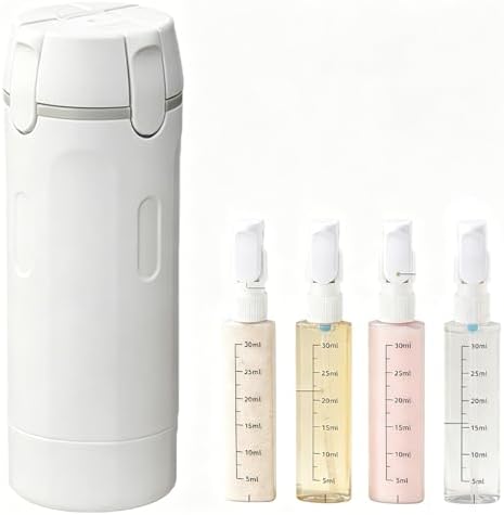 4-in-1 Detachable Travel Dispenser Bottles Set Foldable Pump Leak-Proof, Carry-On Compliant 30ml/1OZ Refillable Containers for Shampoo Lotion Body Wash with Protective Case by DIKJAKTheLandofAutoAcc
