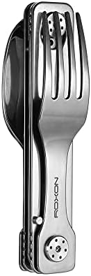 ROXON 3-in-1 Camping Utensils Set with Case (Knife, Spoon, Fork) Silver - Image 3