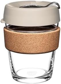 KeepCup Brew Cork, Reusable Glass Tumbler with Natural Cork, Tall Coffee Cup 12oz/340ml - Filter by KeepCup