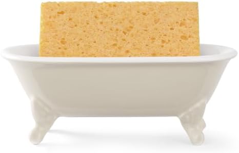 6.5" Ceramic Mini Clawfoot Bathtub Soap Dish,Bar Soap Holder,Beige - Image 3
