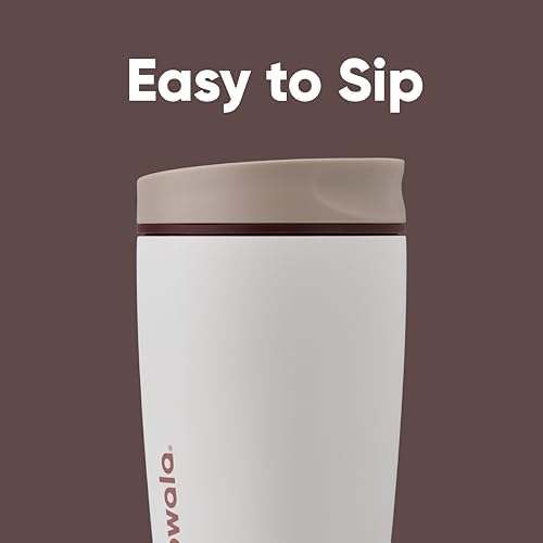Owala SmoothSip Slider Insulated Stainless Steel Coffee Tumbler, Reusable Iced Coffee Cup, Hot Coffee Travel Mug, BPA Free 12 oz, Vanilla Bean - Image 2