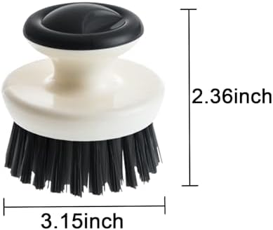 Dish Scrub Brush,Ergonomic Grip Palm Brush,Kitchen Scrub Brushes for Cleaning, Dish Scrubber with Stiff Bristles for Sink, Pots, Pans (Grey+Black) - Image 3