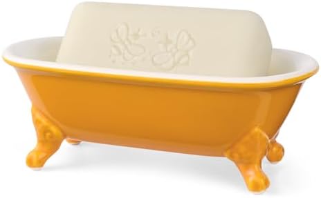 6.5" Mini Clawfoot Bathtub Soap Dish,Bar Soap Holder,Golden Yellow by NEWHENGS