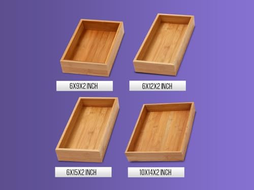 YBM Home Bamboo Drawer Organizer Storage Box for Kitchen Drawer, Junk Drawer, Office, Bedroom, Children Room, Craft, Sewing, and Bathroom, 6 Pack 3x9x2 inch - Image 7