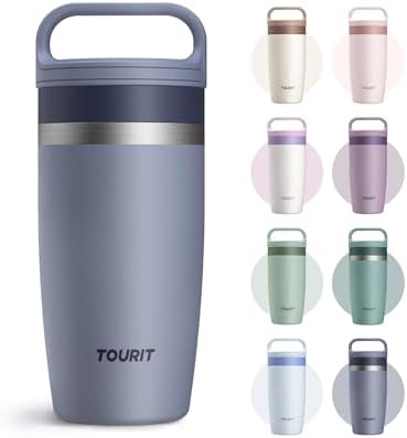 TOURIT Travel Coffee Mug 16 oz,Leakproof 2-Part Drink Lid Tumbler,Navy Blue by TOURIT