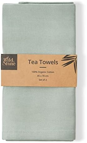 Wild & Stone Organic Cotton Tea Towels, Set of 2, GOTS Certified, 27x19 in by Wild+%26+Stone
