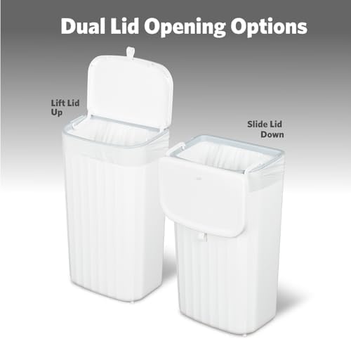 Glad Roomate Under Counter Waste Bin | Space Saving Small Trash Can for Kitchen Cabinet, Bathroom or Office | Dual Lid for Ease of Opening, 12 Liter, White - Image 3