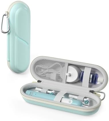 ProCase Toothbrush Travel Case for Oral-B/Oral-B Pro 1000 1500 5000 7000 7500 6000 9600/Philips Sonicare 4100 5100 1100 6100 5300 Oral-B iO Electric Toothbrush Portable Hard Container -Iceblue by ProCase