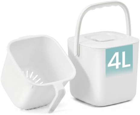 SONGMICS Compost Bin for Kitchen Counter, Plastic, 1-Gallon (4 L) by SONGMICS
