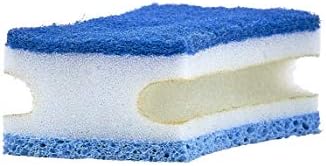 Non-Scratch Scrub Sponge with A Comfortable Grip, Heavy Duty Duel Sided Kitchen Scrubber Sponge Cellulose Scrub Sponge, Scratch Free, with Scouring Pad Set, Pack of 2, Blue-Red/Pink, by Superio - Image 3