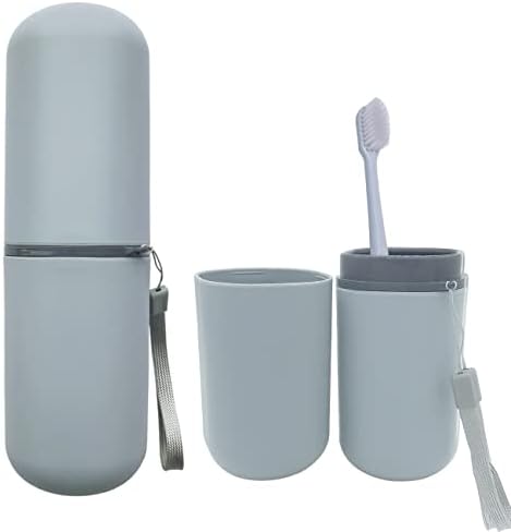 HEIPINIUYE Light Blue Travel Toothbrush Holder, Toothbrush and Toothpaste Travel Case Portable Toothbrush Holder with Cover for Traveling Bathroom Business Camping School by HEIPINIUYE