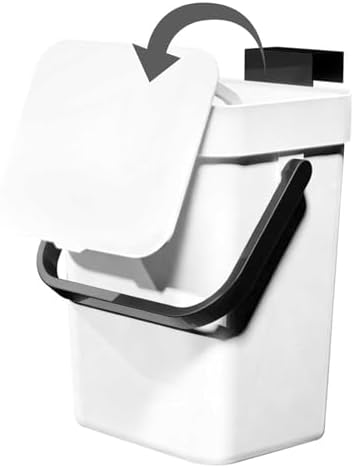 Compost Bin Kitchen, for use on Countertops or Under Sinks, Hanging Trash Can with Lid, Mountable Indoor Compost Bucket, for Cupboard/Bathroom/Bedroom/Office/Camping (White 0.8 Gallon/3L) by CXGFVRE