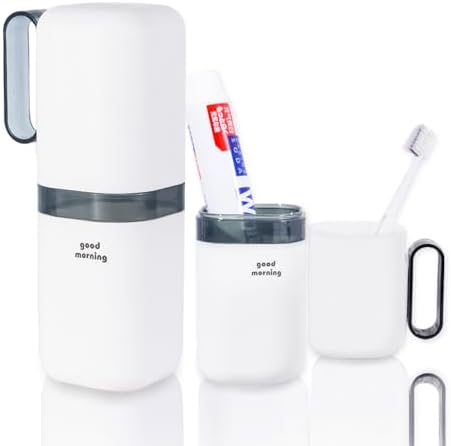 Toothbrush Travel Case,Toothbrush Holder and Rinse Cup with Handle Travel Toothbrush Cup,Multifunctional Toothbrush Covers,Large Capacit Travel Toothbrush Holder with Mouthwash Cup (Blue) by Fehnag