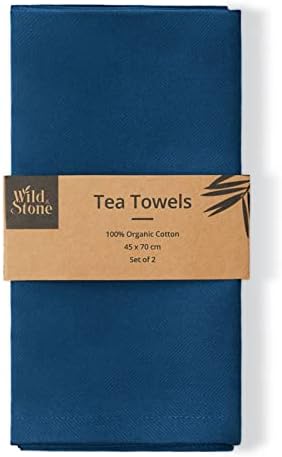 Wild & Stone Organic Cotton Tea Towels, Set of 2, GOTS Certified, 27x19 in by Wild+%26+Stone