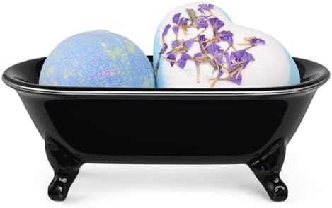 Mini Clawfoot Bathtub Soap Dish,Bar Soap Holder,Black Silver Rim - Image 4