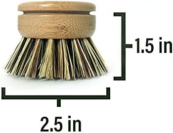 6 pcs Wooden Dish Brush Replacement Heads Made of Renewable Bamboo Wood and Natural Bristle Fiber, Durable, Long Lasting (Palm/Coconut Fiber Bristles) - Image 2