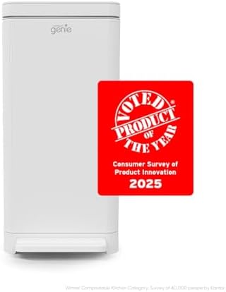 Compost Genie Kitchen Compost Bin, White Stainless-Steel Large, 3.6 Gallon, Indoor Odorless Composting, Hands-Free, Washable Parts, Includes 8 Tear-Off Compostable Bags and 4 Carbon Filters - Image 2