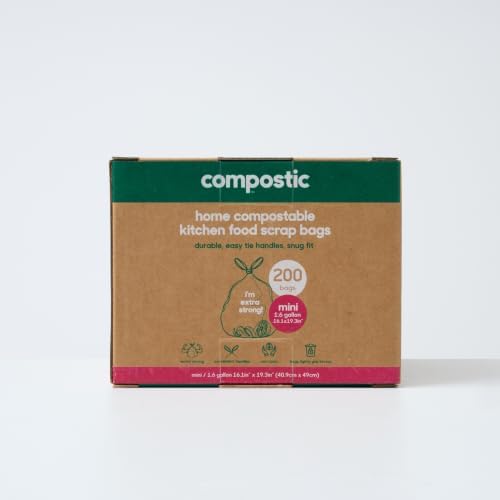 Compostic Compostable Trash Bags, 1.6 Gallon Mini Bin, 200 Ct by COMPOSTIC