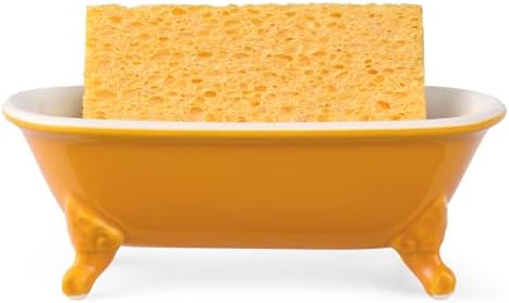 6.5" Mini Clawfoot Bathtub Soap Dish,Bar Soap Holder,Golden Yellow - Image 2
