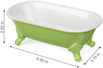 6.5" Ceramic Mini Clawfoot Bathtub Soap Dish,Bar Soap Holder,Lime - Image 5