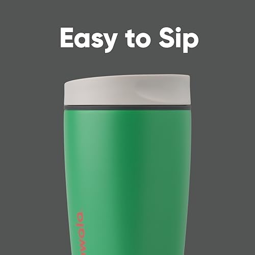 Owala SmoothSip Slider Insulated Stainless Steel Coffee Tumbler, Reusable Iced Coffee Cup, Hot Coffee Travel Mug, BPA Free 12 oz, Grey/Green (Sour Apple) - Image 2