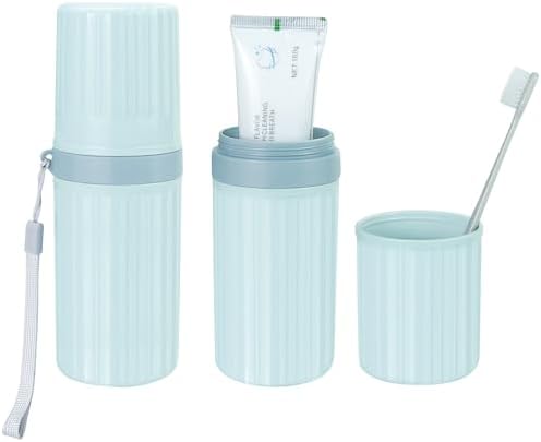 Mulbozy Travel Toothbrush Holder, Large Travel Toothbrush Cup Case, Portable Travel Toothbrush Toothpaste Makeup Storage for Business Trip Camping School - Blue by Mulbozy