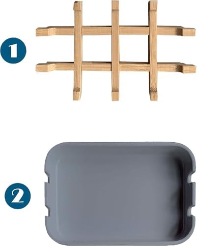 Aoheuo Modern Bamboo Fiber soap Holder and soap Dish Combination (Removable),5.12 Long by 3 Wide, 0.98 inches high, Used in Kitchens, bathrooms, and bar Sinks (Gray(3 Pack)) - Image 5