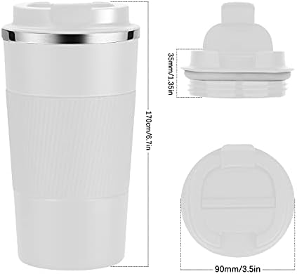 YINJOYI 17oz Travel Coffee Cups Insulated Mug Thermal Tumbler to Go with Lid Leak Proof Reusable Stainless Steel Coffee Mug Spill Proof for Hot and Iced Cold Drinks (White, 510ml) - Image 4