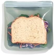 W&P Porter Silicone Reusable Storage Bag, Sandwich (34oz Flat), Sage, Food Storage Container, Microwave and Dishwasher Safe, Easy Cleaning by Unknown