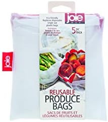 Joie Reusable Produce Bags 5pc Set, Sustainable, Nylon, Mesh, Machine Washable, Eco-Friendly, 5.5 x 6 inches by TheJoie