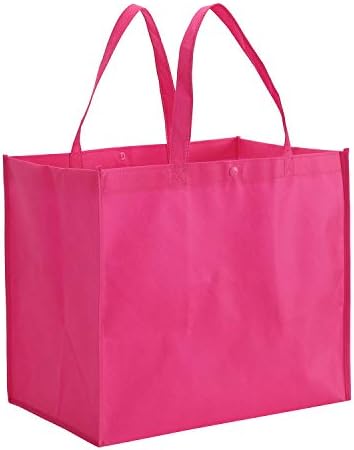 Tosnail 12 Pack Reusable Grocery Shopping Bags, Large Foldable Tote Bags Bulk, Fabric Bags with Long Handle for Shopping Groceries Clothes - Purple, Orange, Pink - Image 2