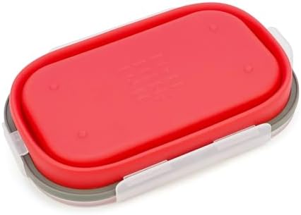 1000ml Collapsible Bento Lunch Box - Silicone Food Storage Container, Foldable Food Container with 2-in-1 Spoon Spork and Airtight Lid, Microwave Safe, Red - Image 4