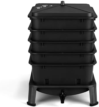 Blütezeit 5-Tray Worm Composter, 53QT Worm Compost Bin Indoor & Outdoor, Worm Farm Kit for Vermicomposting Starter, Recycling Food Waste (Black) - Image 3
