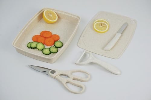 ZeQi 5-in-1 Cutting Board, Knife, Peeler, Scissors and Tray Set/Travel, Camping/Outdoor, Dorms/Small Cutting Boards/BPA Free/Dishwasher Safe - Image 6