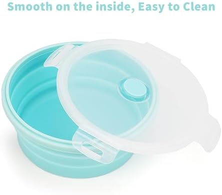CARTINTS Silicone Collapsible Food Storage Containers-Prep/Storage Bowls with Lids – Set of 4 Round Silicone Lunch Containers – Microwave and Freezer Food Containers (Blue) - Image 4
