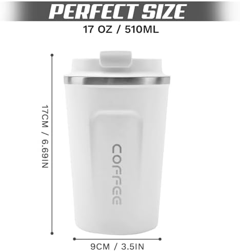 SPLMIFA Travel Coffee Mugs Leak-Proof, Reusable Coffee Cups with Lids, Stainless Steel Vacuum Insulated Coffee Tumblers, Thermal Insulation Cups for Men and Women Hot & Cold Drinks(2nd-White, 17OZ) - Image 4
