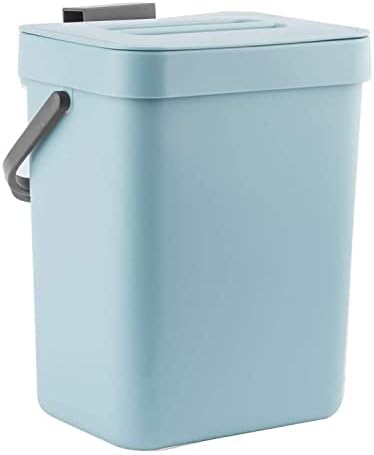 LALASTAR Compost Bin Kitchen, Small Compost Bin for Kitchen, Countertop Compost Bucket with Lid, Odorless Hanging Trash Can for RV/Office/Dog, Mini Food Waste Bin for Countertop, 3L/0.8 Gal, Blue by LALASTAR
