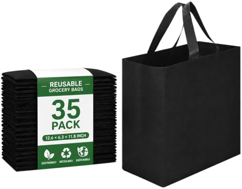 Reusable Grocery Bags 12.6 * 6.3 * 11.8 in - Non Woven Totes Bag with Reinforced Handles, Shopping Bags Bulk by Unknown
