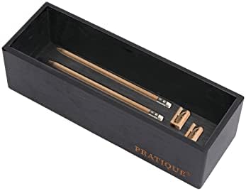 PRATIQUE Bamboo Drawer Organizer - Kitchen Utensil Organizer Silverware Tray Cutlery Holder，Office Desk Supplies and Accessories,8.9 * 3 * 2.6inch,Black by PRATIQUE