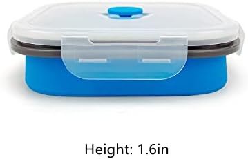 CARTINTS 900ml Collapsible Bowl With Plastic Lid for Camping, Silicone Lunch Container Set Includes Foldable Spoon, Space-Saving Travel Food Container, Microwave Freezer Safe, Blue - Image 4