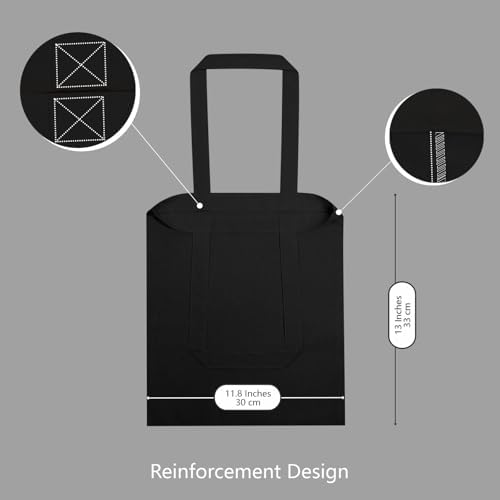 TOPDesign 10-Pack Economical 11.8"x13" Black Cotton Tote Bag, 5oz Lightweight Fabric, Small Reusable Grocery Shopping Cloth Bags, DIY Your Creative Designs - Image 5