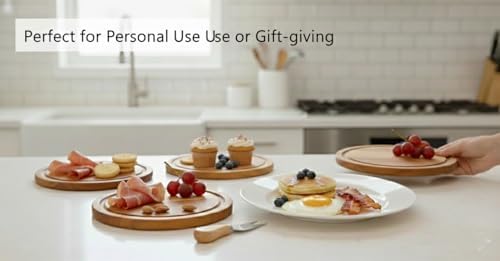 6-Inch Acasia Cheese Board Set with Knife & Fork, Personal Charcuterie Board & Dessert Plate, Reusable PP Storage Box, Gift-Ready for Wedding, Bridal Shower, Baby Shower, Party, 8 Pack - Image 6