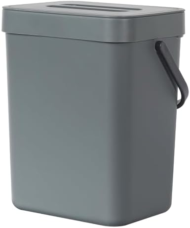 EKO Puro Mini Wall-Mounted Kitchen Trash Can with Lid, Food Waste Caddy, 1.32 Gall / 5L (Grey) by Unknown