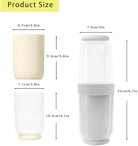 Breathable Toothbrush Travel Case, 2 in 1 Portable Travel Toothbrush Holder and Mouthwash Cup, Large Capacity Toothbrush Cup with Lid for School, Camping, Business Trip, Bathroom, Cruise (White) - Image 6