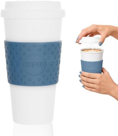 Copco Acadia 16 oz Travel Mug - Insulated Reusable Coffee Tumbler with Double-Walled Plastic, Leak-Proof Lid, BPA-Free - Portable Mug for Hot & Cold Drinks, Cup Holder Friendly (Blue) by Copco