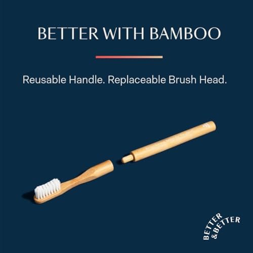Better & Better Natural Bamboo Toothbrush | Soft Bristles | 100% Plant-Based | Reusable Handle and Replaceable Brush Head | Eco-Friendly, Zero Plastic | Adult Size, Blue - Image 5
